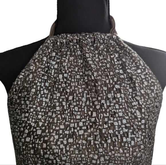 Hale Bob Silk Wool Layered Sheer Chiffon Halter Taupe Tank Top Size S - Picture 4 of 11